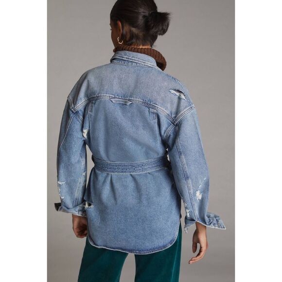 Anthropologie x Citizens of Humanity Dolly Belted Distressed Denim Jacket XL - Picture 11 of 16